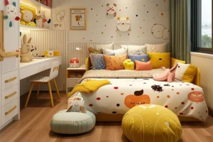 A Compact Kids Room In Vibrant Colours