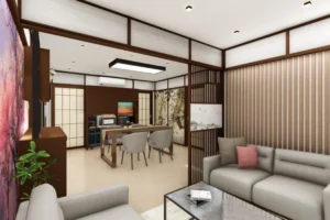 A Contemporary Living Room with Layered Lighting