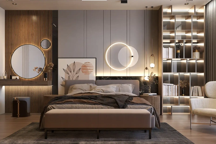 A Modern Bedroom Design With Multiple Space-Saving Features