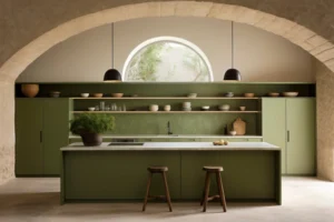 A Modern Parallel Kitchen in Sage Green