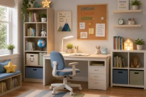 A Playful Kids Bedroom With A Smart Study Corner