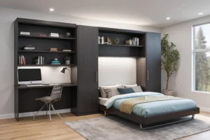 A Soothing Bedroom With Walk-In Dressing Room