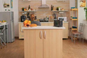 A Striking Kitchen with a Foldable Breakfast Table