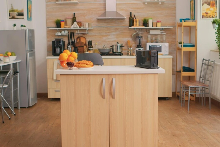 A Striking Kitchen with a Foldable Breakfast Table