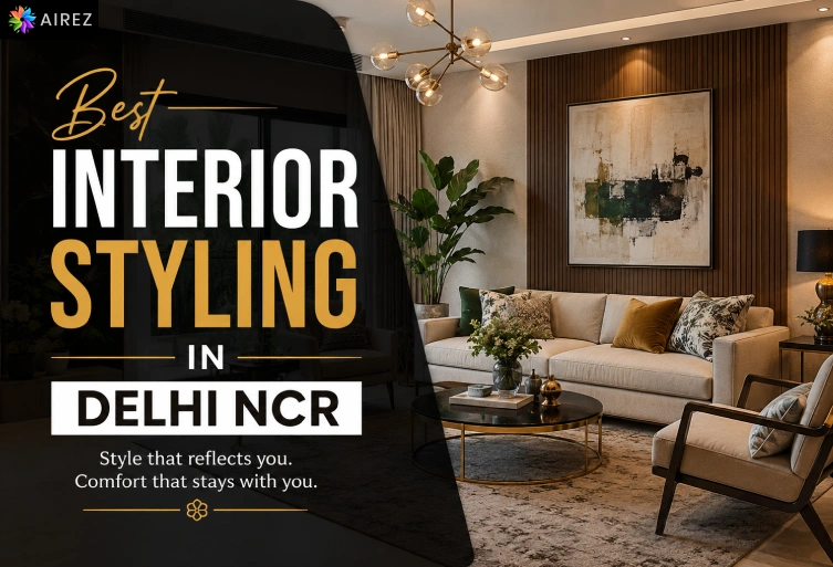 Best Interior Styling in Delhi NCR with modern luxury living room design by AIREZ